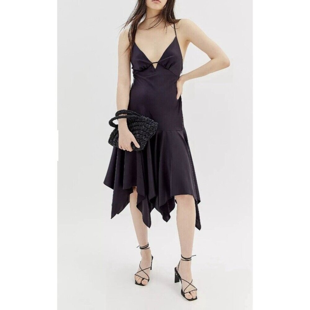 urban outfitters Linden Satin Midi Dress Size Small lagenlook (032)